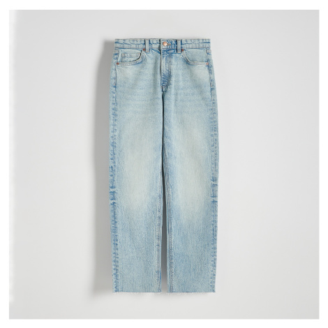 Reserved - Rovné džíny s vysokým pasem - Modrá