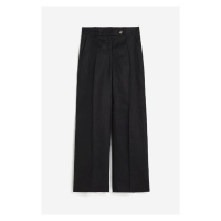 H & M - Elegantní lněné kalhoty - černá