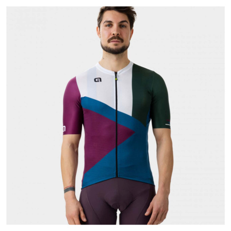 ALÉ Cyklistický dres s krátkým rukávem - NEXT - bordó/modrá/bílá/zelená