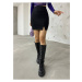 BİKELİFE Women's Black High Waist Slit Detail Mini Skirt