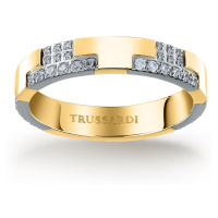 Trussardi Blyštivý bicolor prsten z oceli T-Logo TJAXC39 52 mm