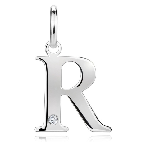 Diamantový přívěsek ze stříbra 925 - velké písmeno R, kulatý briliant Šperky eshop