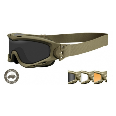 Taktické ochranné brýle Wiley X® Spear Dual - khaki rámeček, sada - čiré, kouřově šedé a oranžov