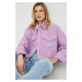 Džínová bunda Calvin Klein Jeans dámská, růžová barva, přechodná, oversize