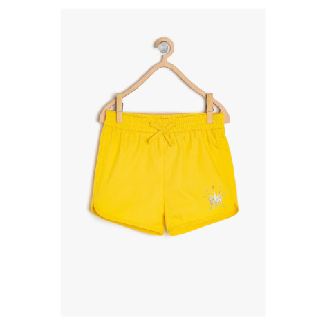 Koton Yellow Baby Girl Glitter Detailed Shorts