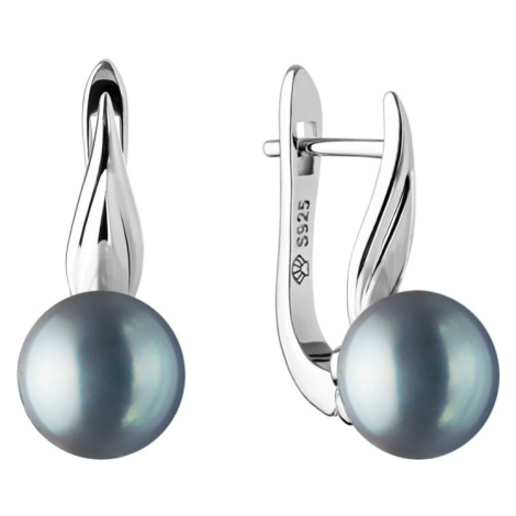 Gaura Pearls Stříbrné náušnice s černou řiční perlou Grace, stříbro 925/1000 SK21224EL/B Černá