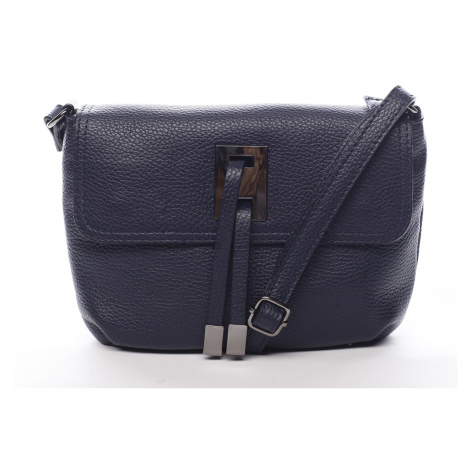 Módní malá dámská kožená crossbody Victorien modrá Delami Vera Pelle