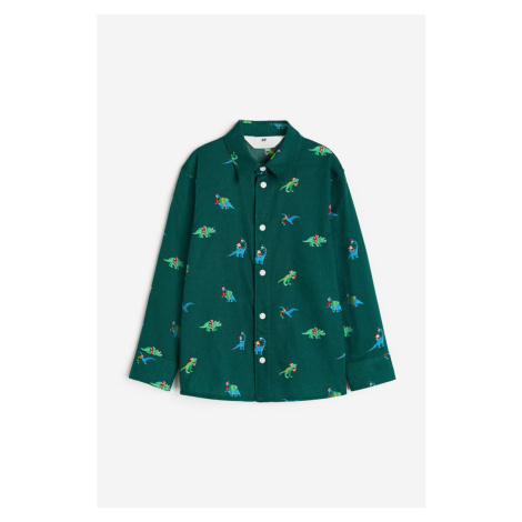 H & M - Vzorovaná bavlněná košile - zelená H&M