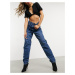 ASOS DESIGN recycled high rise 'slouchy' mom jeans in authentic darkwash-Blue