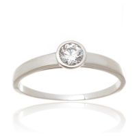 Dámský prsten z bílého zlata s čirým zirkonem PR0522F + DÁREK ZDARMA
