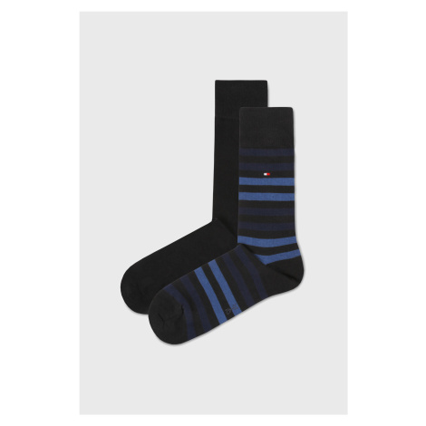 2 PACK tmavě modrých ponožek Duo Stripe 43-46 Tommy Hilfiger