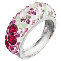 Evolution Group Stříbrný prsten s krystaly Swarovski mix barev červená 35031.3 sweet love