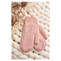 Teplé dámské rukavice na jeden prst, růžové