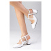 Mio Gusto White Women's Open Back Flat Toe Heels Shoes