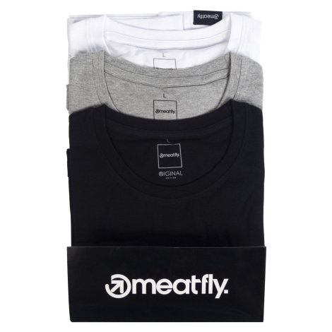 Meatfly balení pánských triček Basic Multipack Black/Grey Heather/White | Černá | 100% bavlna