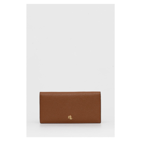 Kožená peněženka Lauren Ralph Lauren dámská, hnědá barva