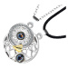 Camerazar Dvojitý Magnetický Náhrdelník s Motivem Měsíce a Slunce, Stříbrný a Černý, Délka 50+5 