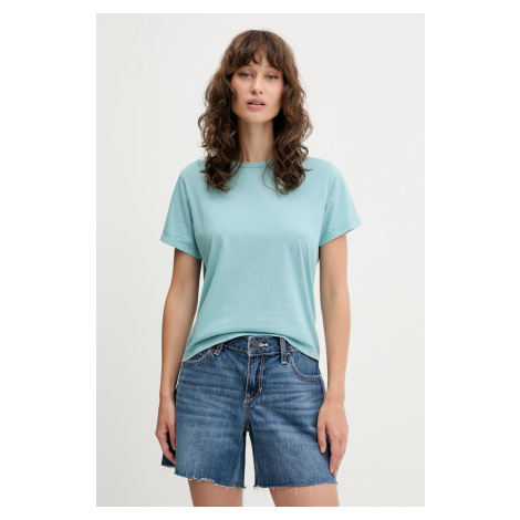 Bavlněné tričko Abercrombie & Fitch dámské, tyrkysová barva, KI139-5527