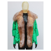Dámská zimní bunda s peřím a pravým kožíškem lišky
