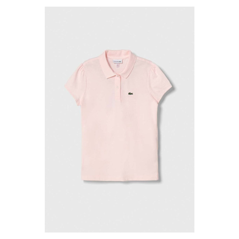 Dětská bavlněná polokošile Lacoste růžová barva, s límečkem