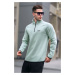 Madmext Mint Green Men's Zipper Collar Sweatshirt 6030