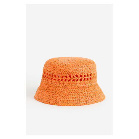 H & M - Slaměný klobouk bucket - oranžová H&M