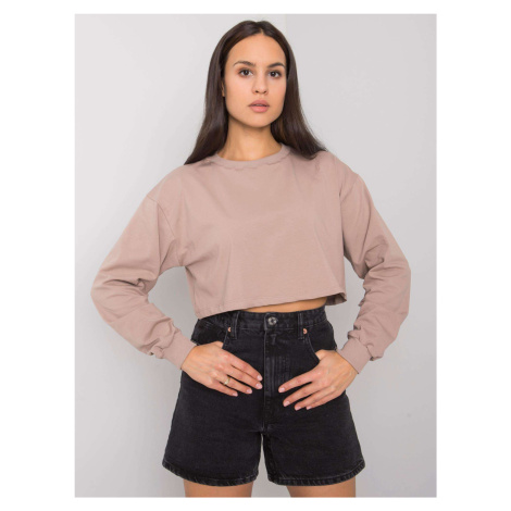 Béžové volné crop tričko s dlouhými rukávy -beige Béžová