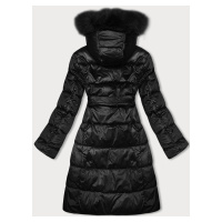 Černá dámská zimní bunda s páskem S'west (B8195-1)