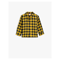 Koton Baby Boy Yellow Checkered Classic Collar Long Sleeve Shirt