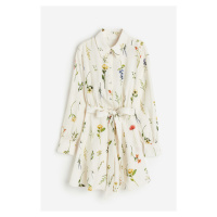 H & M - Košilové šaty's vázacím páskem - bílá