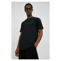 Bavlněné tričko Bruuns Bazaar Gus černá barva, s aplikací