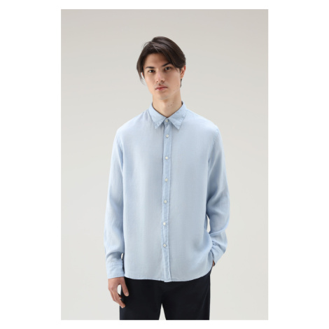 Košile woolrich linen shirt modrá