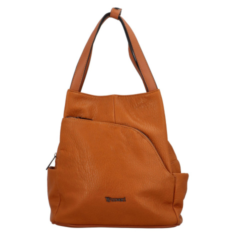 Designový dámský koženkový batůžek/taška Armand, hnědá Coveri
