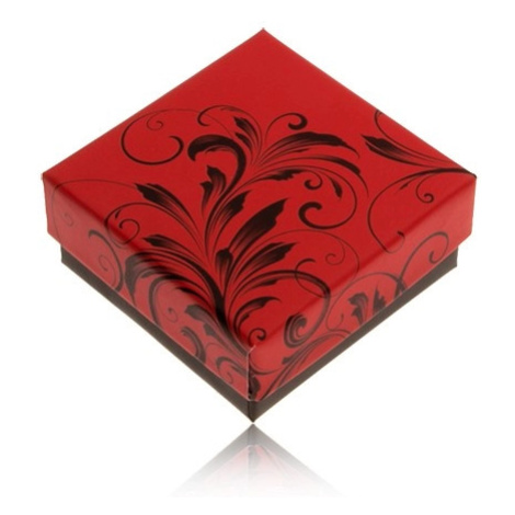 Nižší červenočerná krabička na prsten nebo náušnice, ornamenty Šperky eshop
