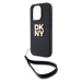 PU Leather Stack Logo Wrist Strap Zadní Kryt pro iPhone 14 Pro Max Black DKNY