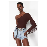 Trendyol Brown Tasseled Single Sleeve Knitted Bodysuit