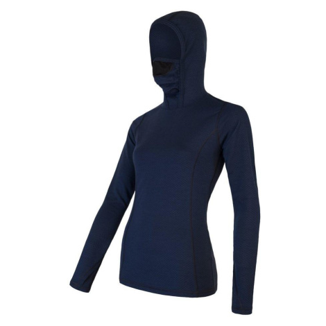 Sensor Merino Df dámské triko dl.rukáv s kapucí deep blue