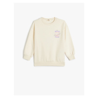 Koton Sweatshirt Long Sleeve Crew Neck Print Detailed Raised