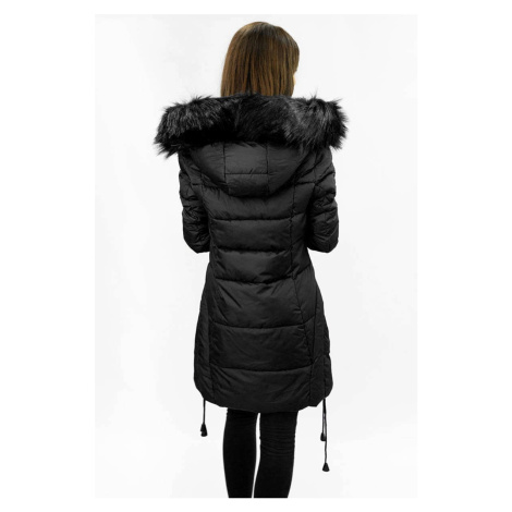 Černá prošívaná dámská zimní bunda s kapucí (7690) LIBLAND