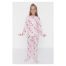 Trendyol Pink Printed Girls' Knitted Family Combine Pajamas Set