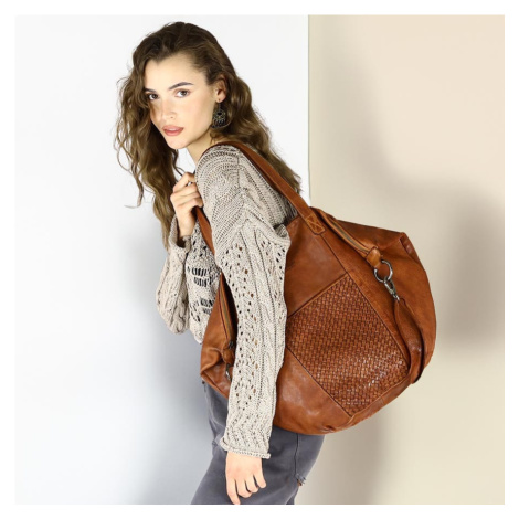 Dámská kožená shopper taška s kapsami - It bag Marco Mazzini handmade