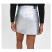 Calvin Klein Calvin Klein dámská koženková stříbrná sukně FAUX LEATHER MINI SKIRT