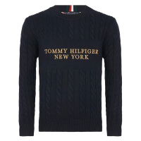 Tommy Hilfiger Sweater - GRAPHIC CABLE SWEATER dark blue