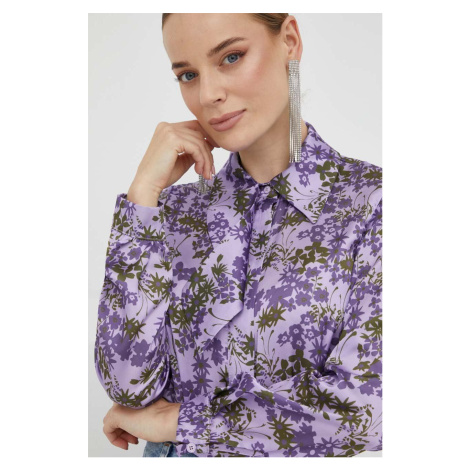 Košile Silvian Heach dámská, fialová barva, regular, s klasickým límcem