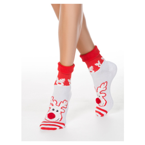 Conte Woman's Socks 444 White-Red Conte of Florence