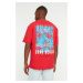 Trendyol Red Men's Oversize Printed T-Shirt