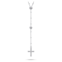 Brilio Silver Nadčasový stříbrný náhrdelník Růženec NCL113W