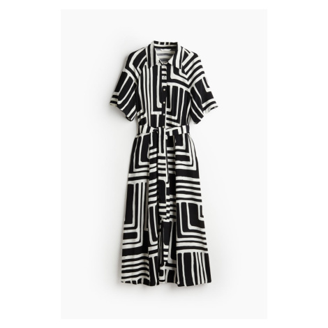 H & M - Košilové šaty's vázacím páskem - černá H&M