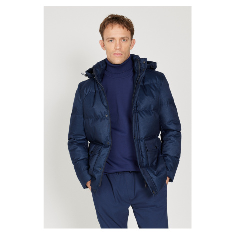 ALTINYILDIZ CLASSICS Men's Navy Blue Standard Fit Normal Cut Hooded Coat AC&Co / Altınyıldız Classics