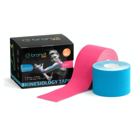 BronVit Sport Kinesio Tape set 5 cm x 6 m tejpovací páska 2 ks modrá + růžová